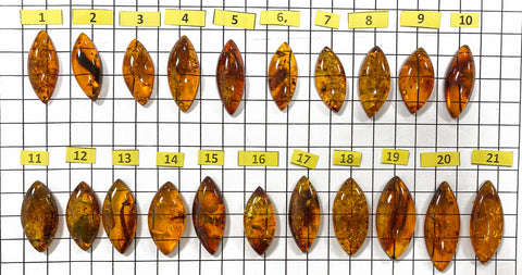 Cognac Amber Marquise Shape Cabochons