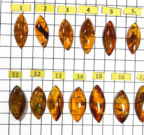 Cognac Amber Marquise Shape Cabochons