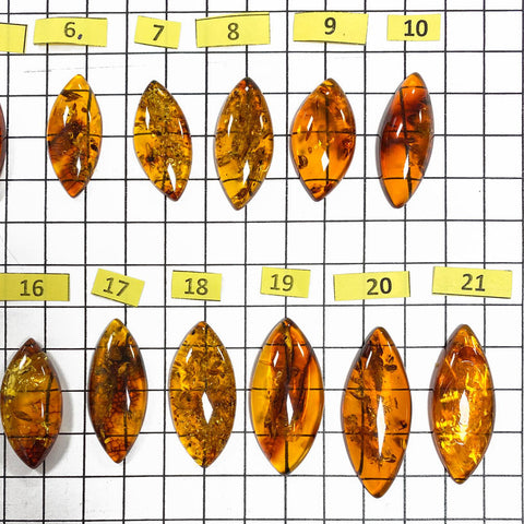 Cognac Amber Marquise Shape Cabochons