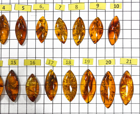 Cognac Amber Marquise Shape Cabochons