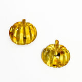 Natural Amber Carved Pumpkin Cabochons With Insect