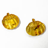 Natural Amber Carved Pumpkin Cabochons With Insect
