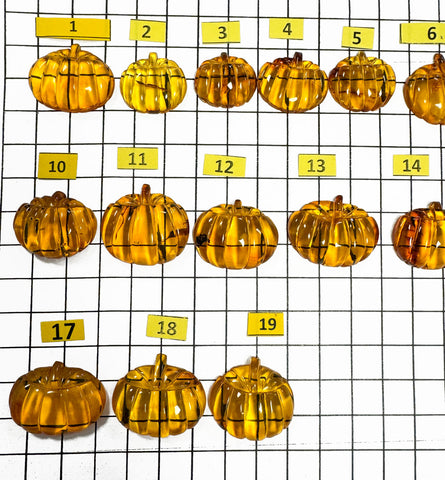 Cognac Amber Carved Pumpkin Cabochons