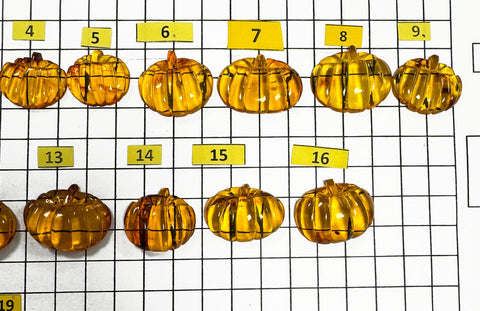 Cognac Amber Carved Pumpkin Cabochons