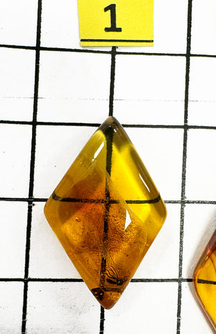 Natural Amber Rhombus Cabochon With Insects