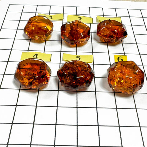 Cognac Amber Crystal Cut Stone