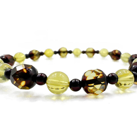SPARKLING ELEGANCE Multi-Color Amber Round Beads Stretch Bracelet