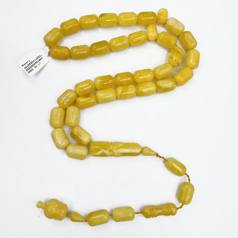 Yellow With White Amber Barrel Shape 9.5 mm Islamic Prayer