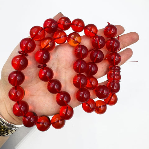 Red Amber Round Shape Beads 16 mm Islamic Prayer Beads