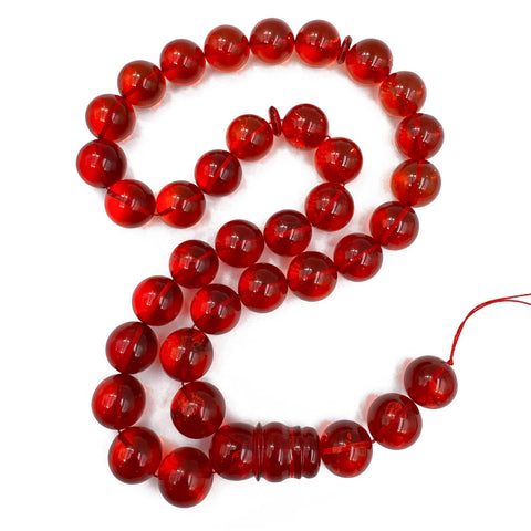 Red Amber Round Shape Beads 16 mm Islamic Prayer Beads