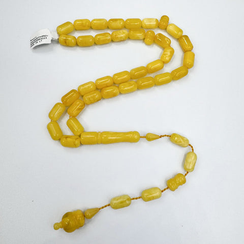 Yellow With White Amber Barrel Shape 8.5 mm Islamic Prayer