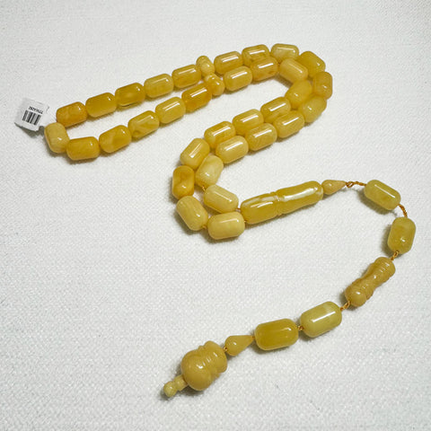 Yellow With White Amber Barrel Shape 9.5 mm Islamic Prayer