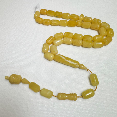 Yellow With White Amber Barrel Shape 9.5 mm Islamic Prayer
