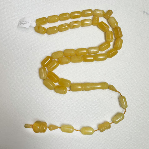 Yellow With White Amber Barrel Shape 8.5 mm Islamic Prayer