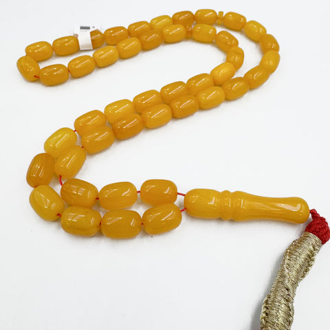 Antique Amber Barrel Shape 8 mm Islamic Prayer Beads