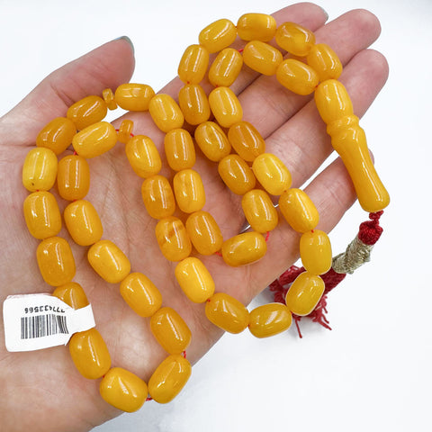 Antique Amber Barrel Shape 8 mm Islamic Prayer Beads