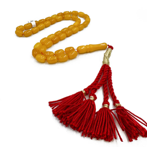 Antique Amber Barrel Shape 8 mm Islamic Prayer Beads