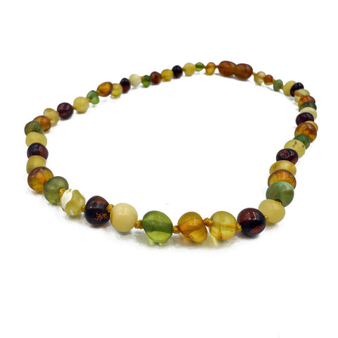 "KIDDO" Multi-Color Amber Baroque Unpolished Beads Baby Necklace