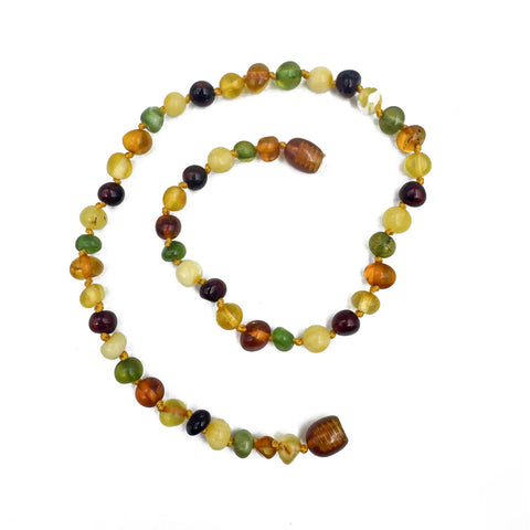 "KIDDO" Multi-Color Amber Baroque Unpolished Beads Baby Necklace