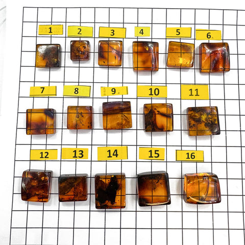 Cognac Amber Rectangular Free Shape Cabochons