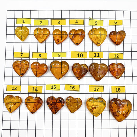 Cognac Amber Heart Shape Stones