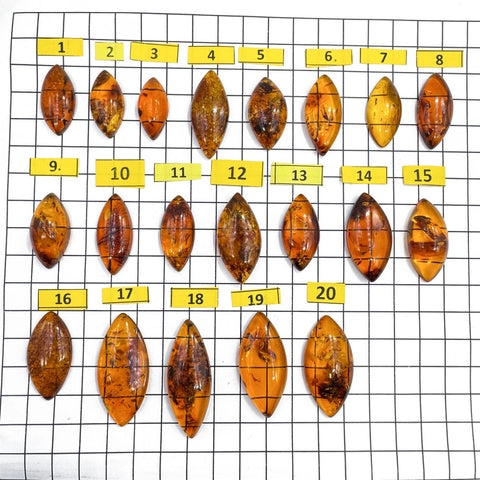 Cognac Amber Marquise Shape Cabochons