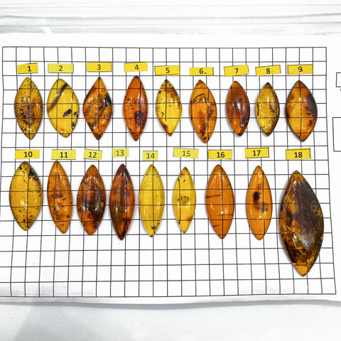 Cognac Amber Marquise Shape Cabochons