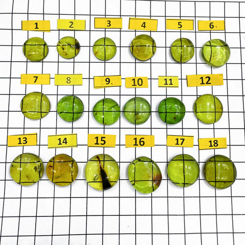 Green Amber Handmade Round Shape Cabochons