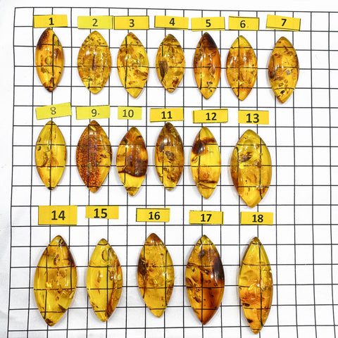 Light Cognac Amber Marquise Shape Cabochons
