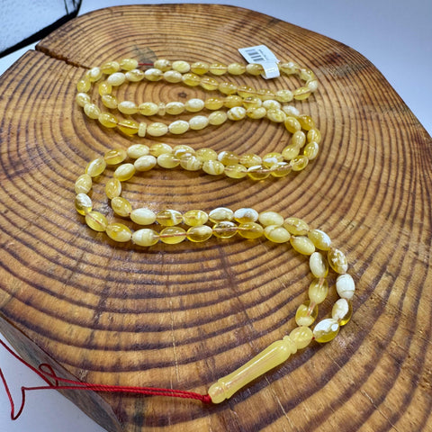 White Amber Olive Shape 5 mm Islamic Prayer Beads