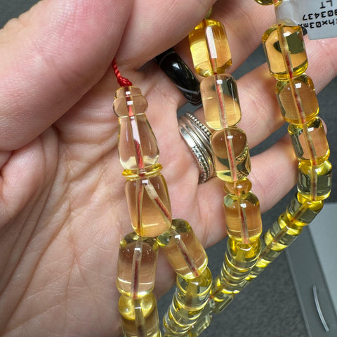 Transparent Amber Barrel Shape 9 mm Islamic Prayer Beads