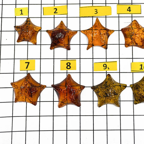 Cognac Amber Carved Starfish Cabochon
