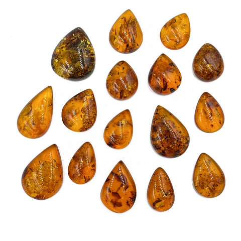 Cognac Amber Drop Shape Cabochons