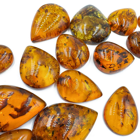 Cognac Amber Drop Shape Cabochons