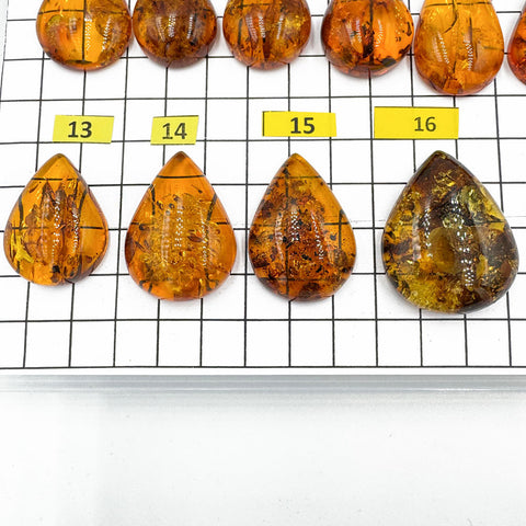 Cognac Amber Drop Shape Cabochons