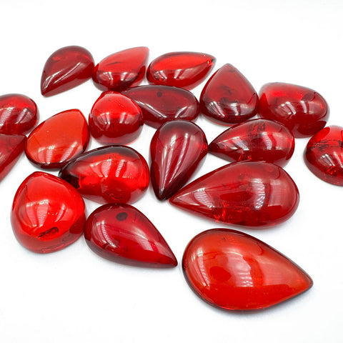 Red Amber Drop Free Shape Cabochons