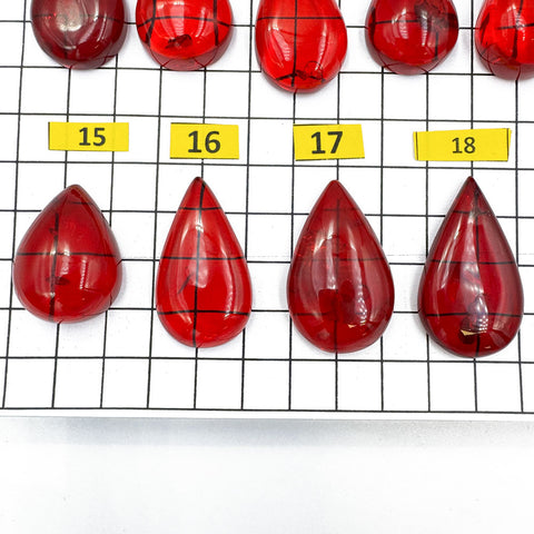 Red Amber Drop Free Shape Cabochons