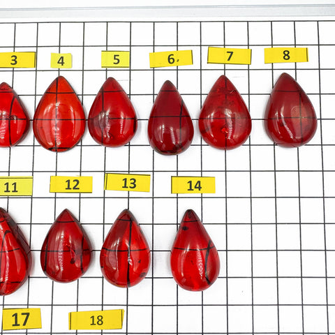 Red Amber Drop Free Shape Cabochons