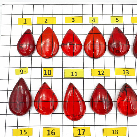 Red Amber Drop Free Shape Cabochons
