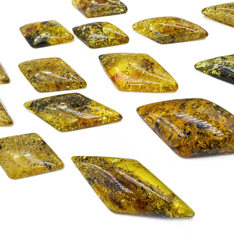 Fossil Amber Rhombus Shape Cabochons