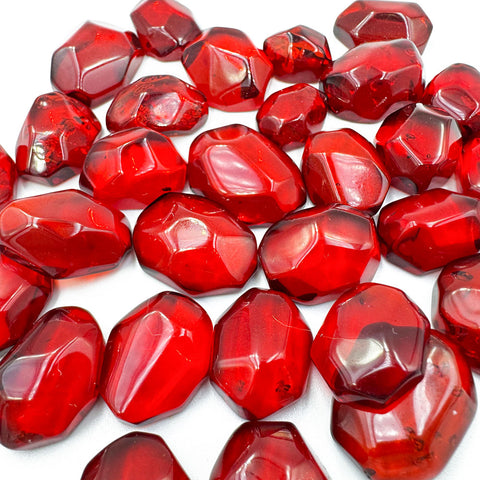 Red Amber Crystal Cut Cabochon