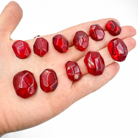Red Amber Crystal Cut Cabochon
