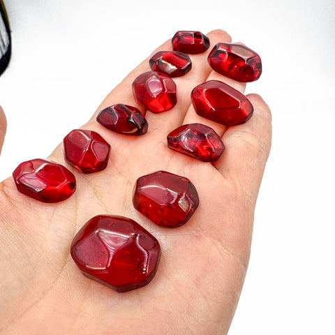 Red Amber Crystal Cut Cabochon