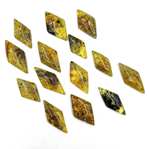 Fossil Amber Rhombus Shape Cabochons