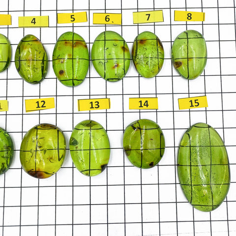 Green Amber Handmade Free Shape Cabochons