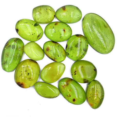 Green Amber Handmade Free Shape Cabochons