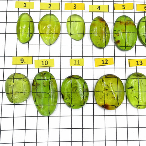 Green Amber Handmade Free Shape Cabochons