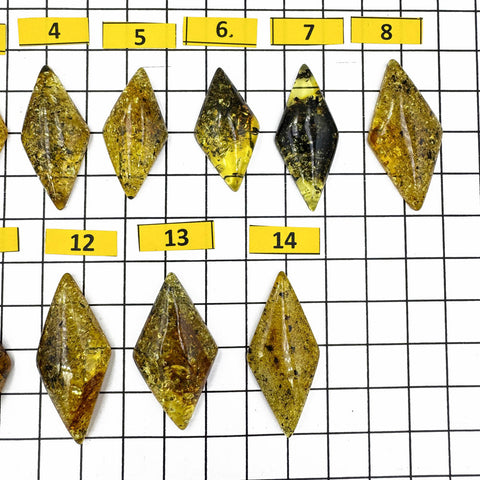 Fossil Amber Rhombus Shape Cabochons