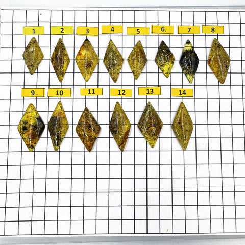 Fossil Amber Rhombus Shape Cabochons