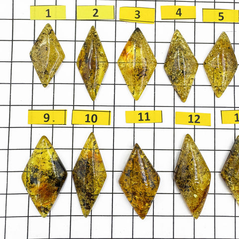 Fossil Amber Rhombus Shape Cabochons